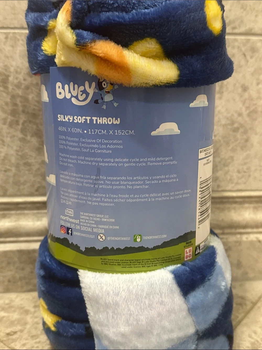 Bluey Birthday Balloon Throw Blanket NEW Silk Soft Touch 46” X 60” Bluey Bingo